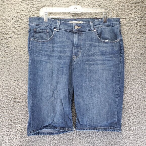 Levis Shorts Womens 31 Blue Classic Bermuda Stretch Denim - Picture 7 of 14